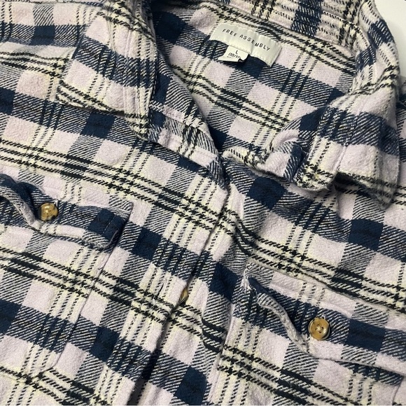 Free Assembly L 10/12 Girls Button Down Plaid Long Sleeve Shirt Pink PRELOVED - Picture 3 of 10